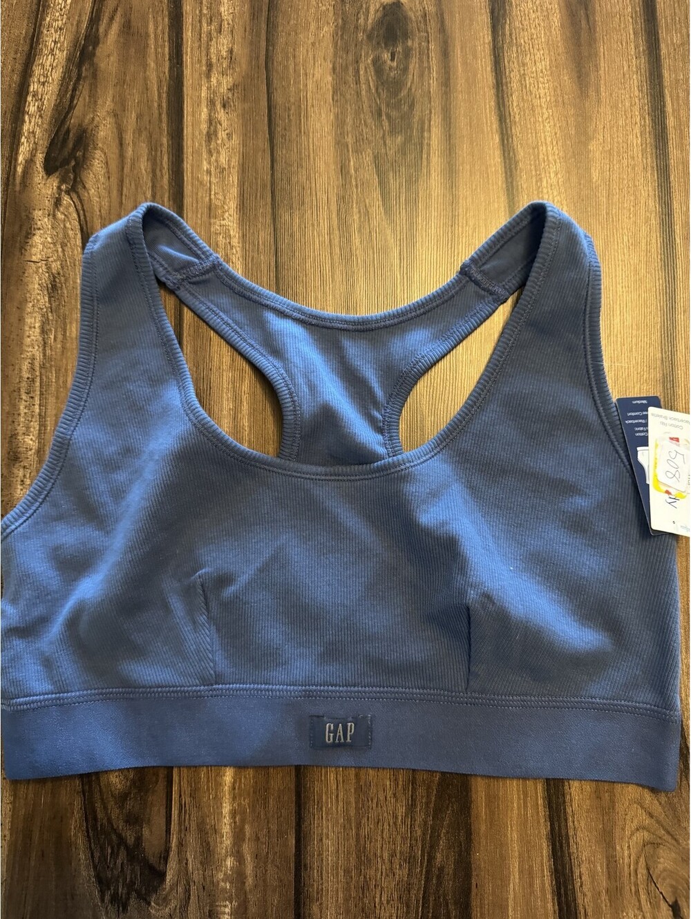 Gap Cotton Rib Racerback Bralette Blue Women Size M NWT